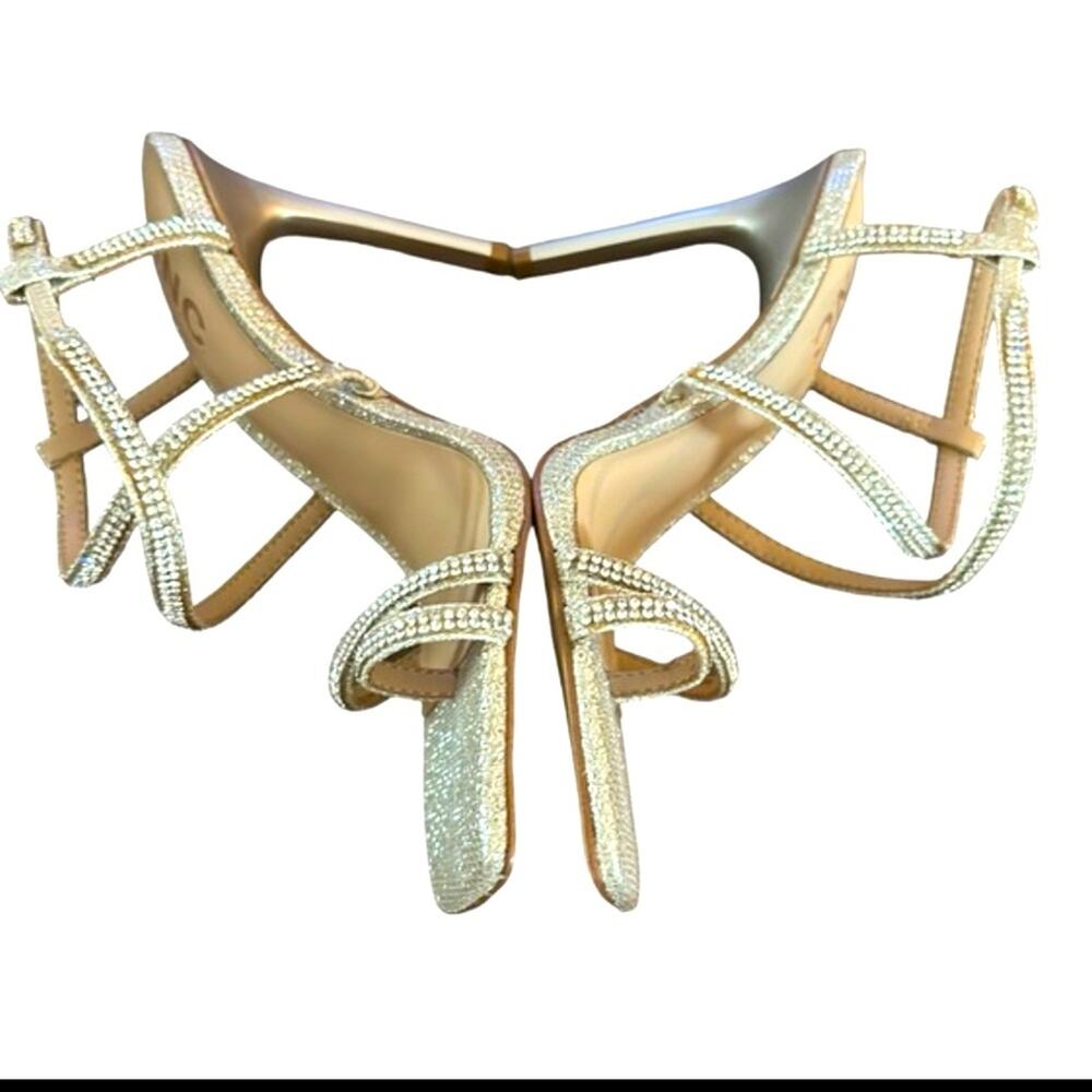 INC Arti Strappy Dress Heels Sparkly  Square Toe Sleek Stiletto Heel NEW SZ 8.5 - Picture 8 of 11